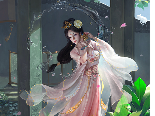 芍药拟人角色插画