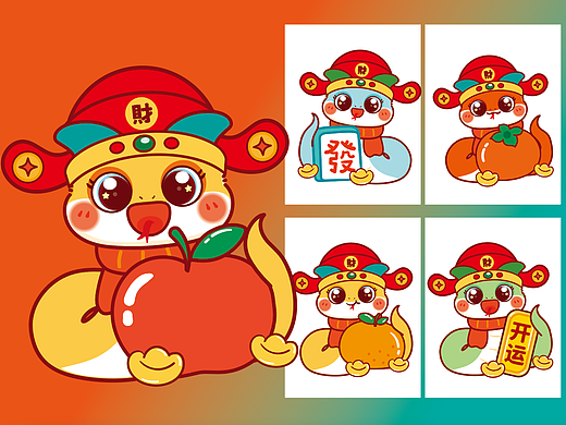 原创｜发财蛇IP卡通形象设计蛇年插画生肖蛇 蛇年快乐