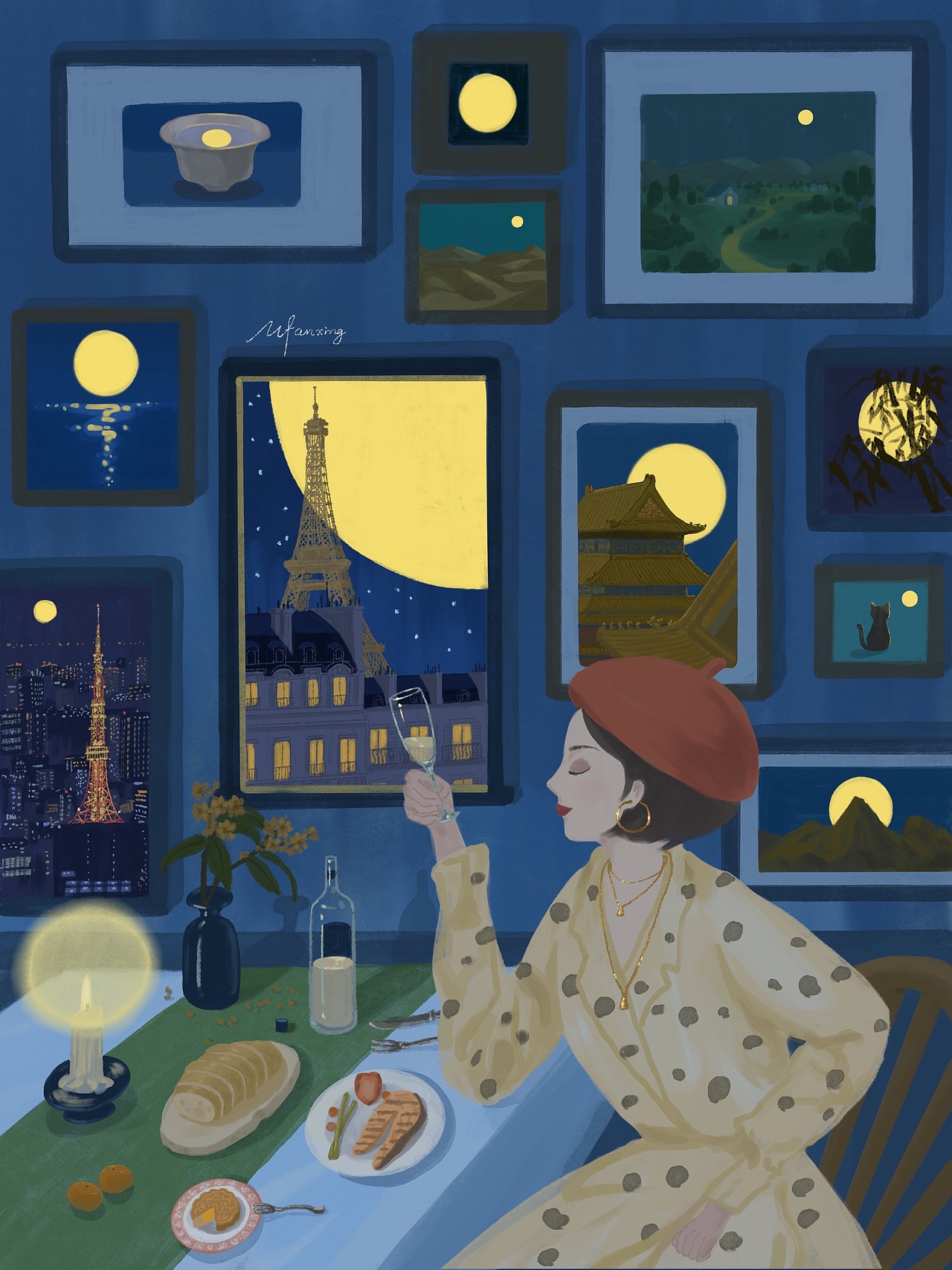 不论你身处何方，天涯共此时（图ZMzc3MzY4MDk2） - 商业插画 - 站酷设计师梦繁星_原创素材 - 站酷ZCOOL