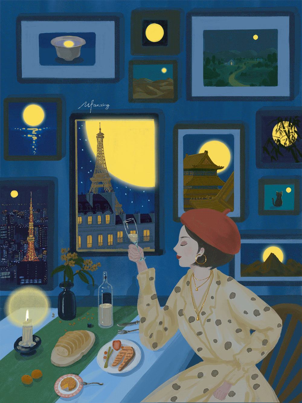 不论你身处何方，天涯共此时（图ZMzc3MzY4MTA4） - 商业插画 - 站酷设计师梦繁星_原创素材 - 站酷ZCOOL