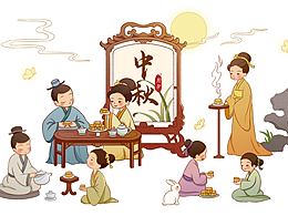 国潮风传统节日包装插画-《中秋》