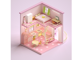 蜂巢行動(dòng) C4D小房子模型