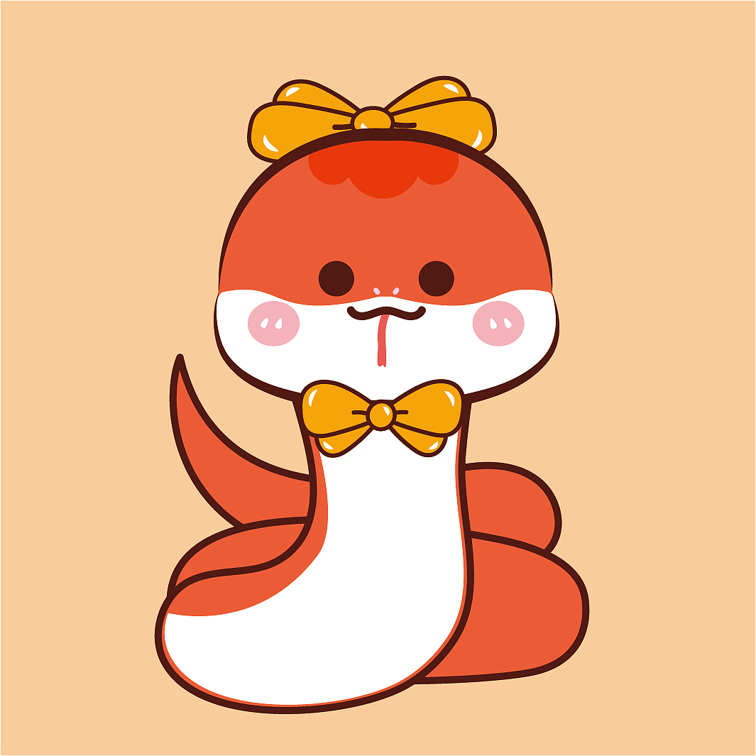 原创插画蛇年可爱的小萌蛇头像卡通插画多色