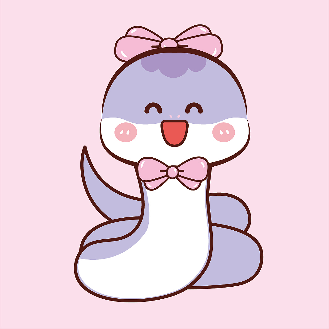 原创插画蛇年可爱的小萌蛇头像卡通插画多色