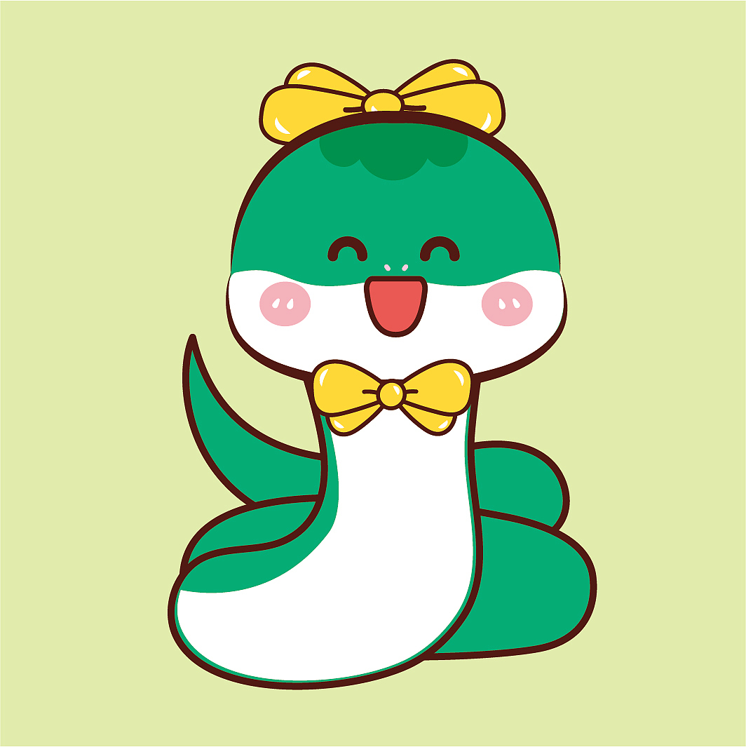 原创插画蛇年可爱的小萌蛇头像卡通插画多色