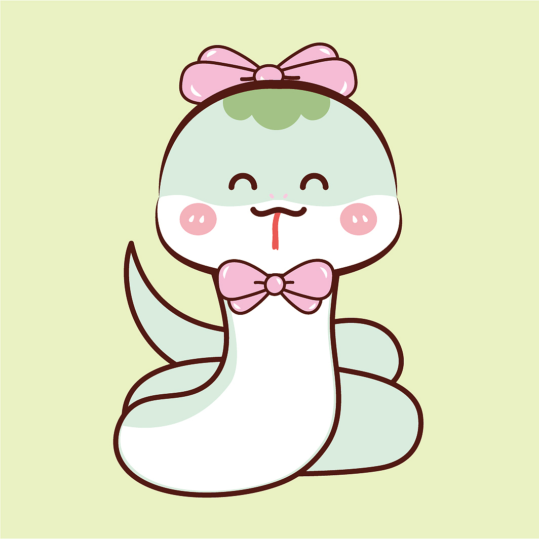 原创插画蛇年可爱的小萌蛇头像卡通插画多色