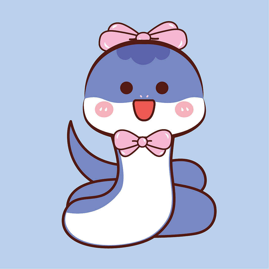 原创插画蛇年可爱的小萌蛇头像卡通插画多色