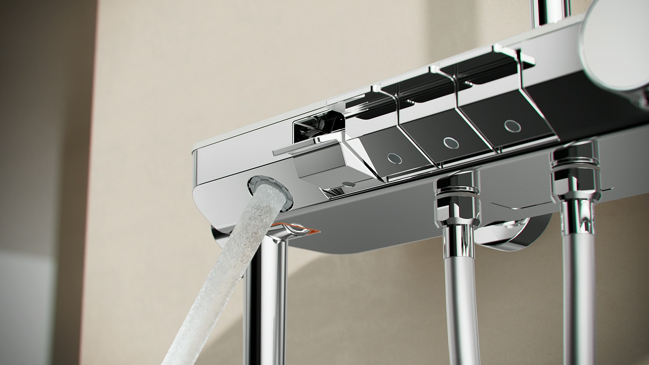 米家恒温花洒-三维动画