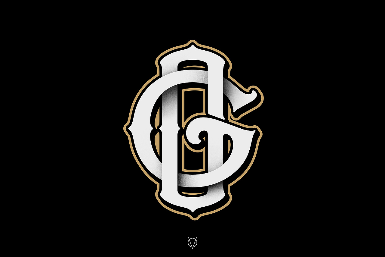徽章LOGO设计-GO-Monogram花押字-复古风格