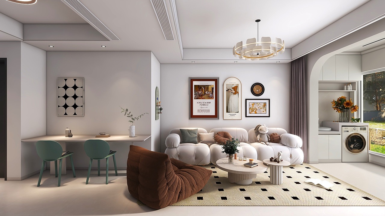 客餐厅:婚前爱巢,只两个人入住,设计餐厅卡座。小房出大格局