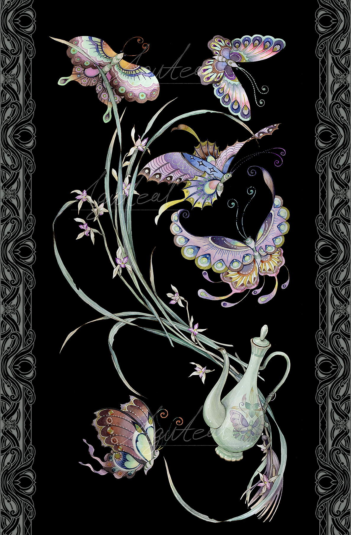 图案设计:幽兰清供(可授权）（图ZMzc3NTA1MDg4） - 图案 - 站酷设计师临川朱华月下流沙原创素材 - 站酷ZCOOL