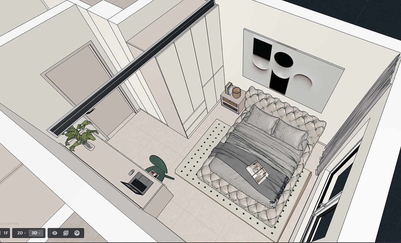 客房:女业主说这就是吵架的时候谈那朋友住的,并且全屋衣柜免拉手设计