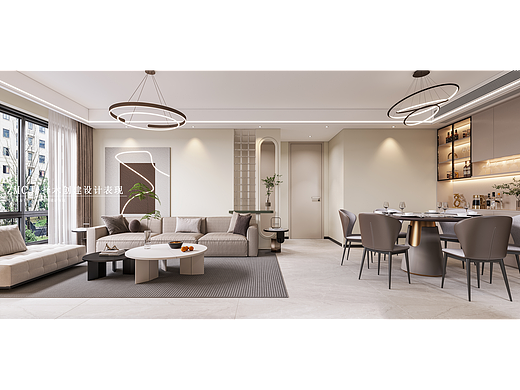 现代简约客餐厅厨房卧室—择木创建新晨效果图