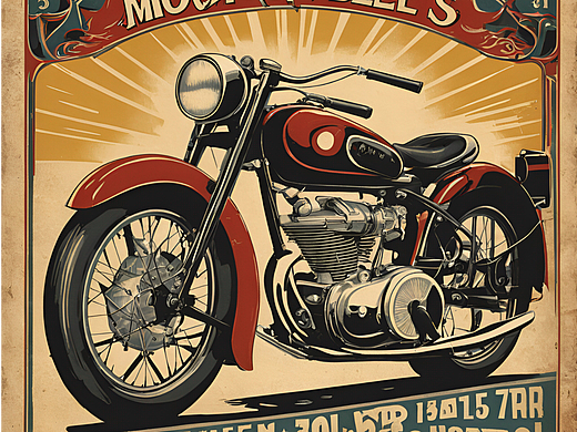 一辆复古的摩托车