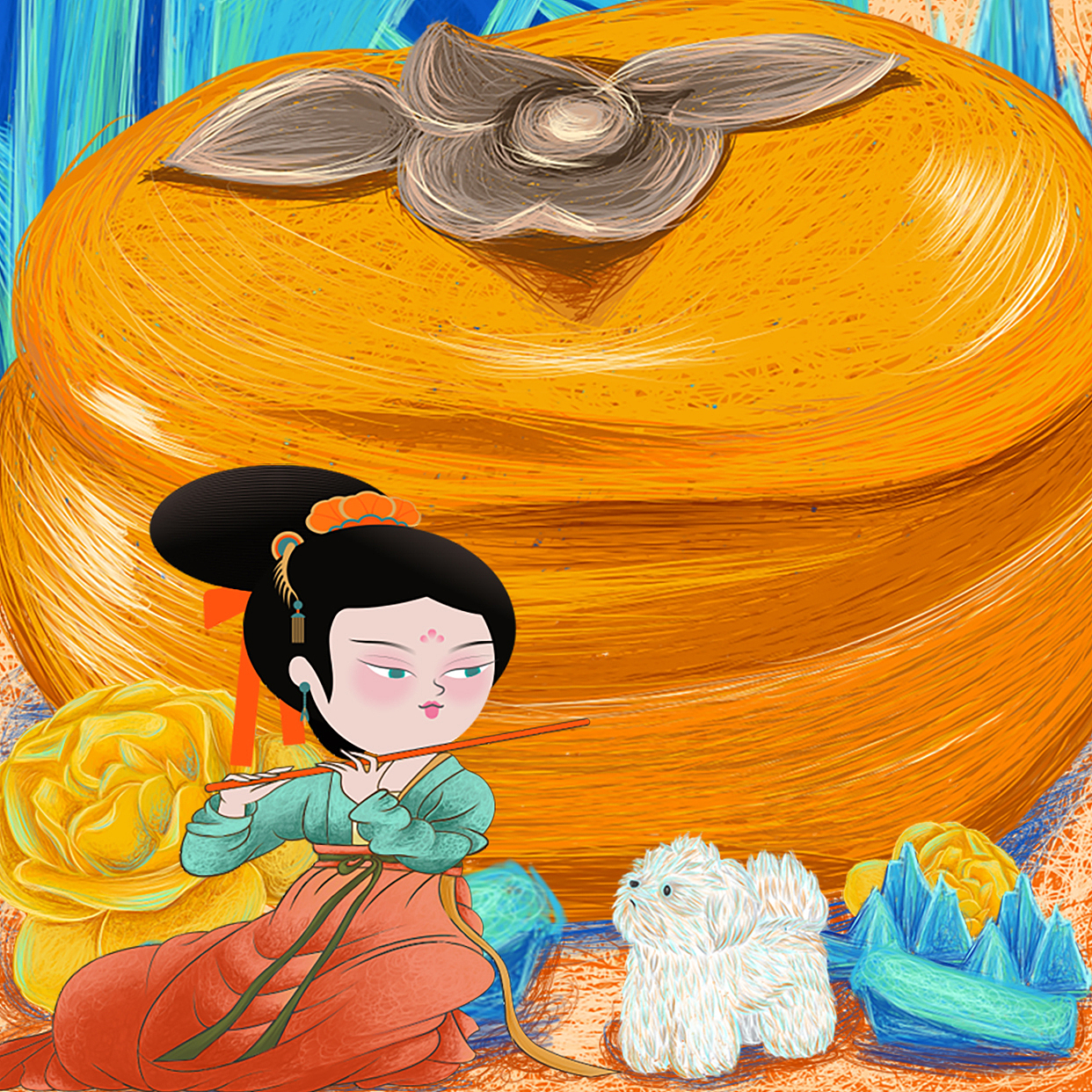 柿子熟了（图ZMzc3NjU5MTQ0） - 创作习作 - 站酷设计师叮当DD原创素材 - 站酷ZCOOL