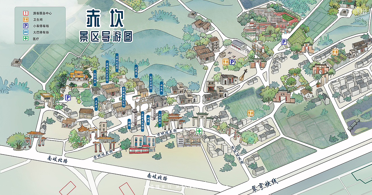 手绘地图合集-中国传统建筑