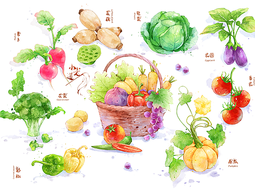 水彩蔬菜