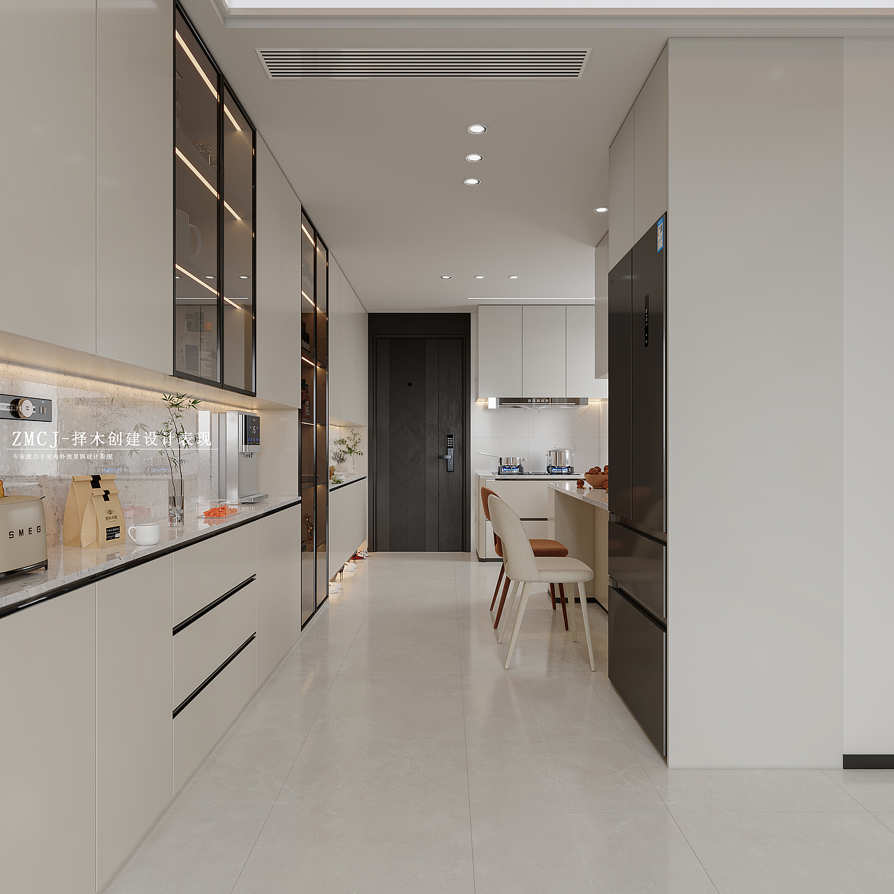 现代客餐厅厨房卧室 去客厅化—择木创建新晨效果图（图ZMzc3NzUwMzk2） - 家装设计 - 站酷设计师择木新晨效果图原创素材 - 站酷ZCOOL