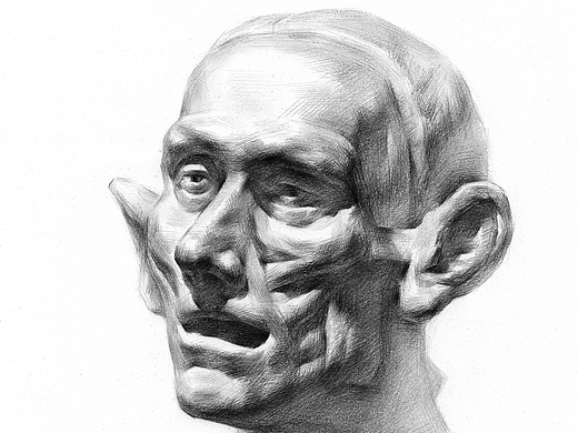 素描石膏头像绘画老头