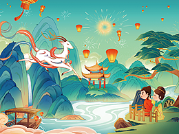 文创插画——（九色鹿）