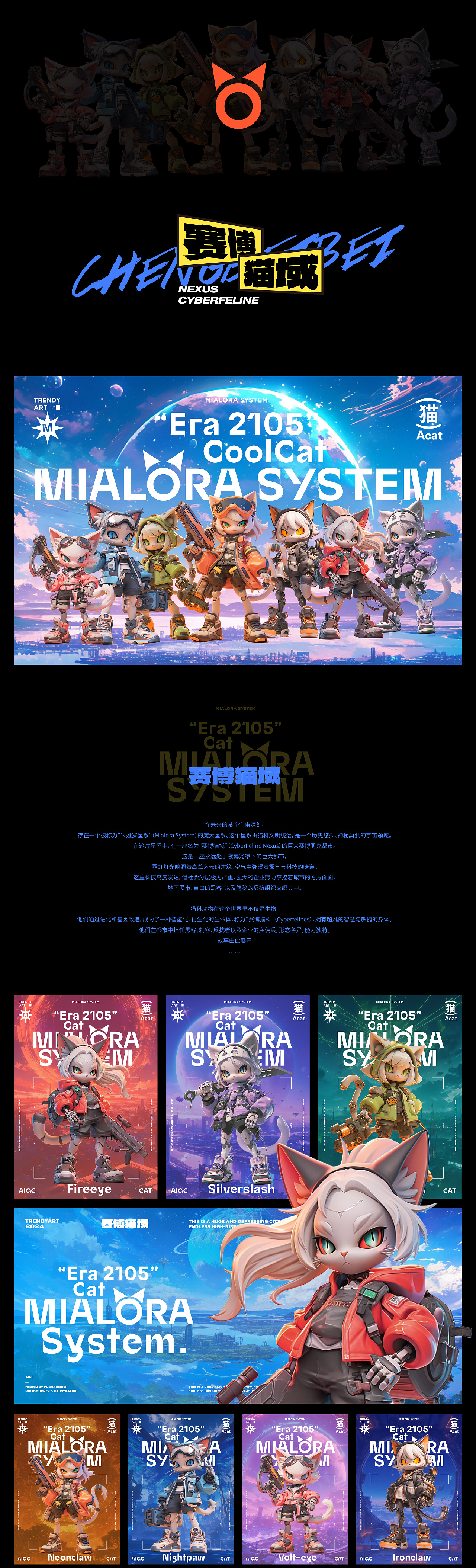 AIGC辅助IP形象设计|赛博猫域