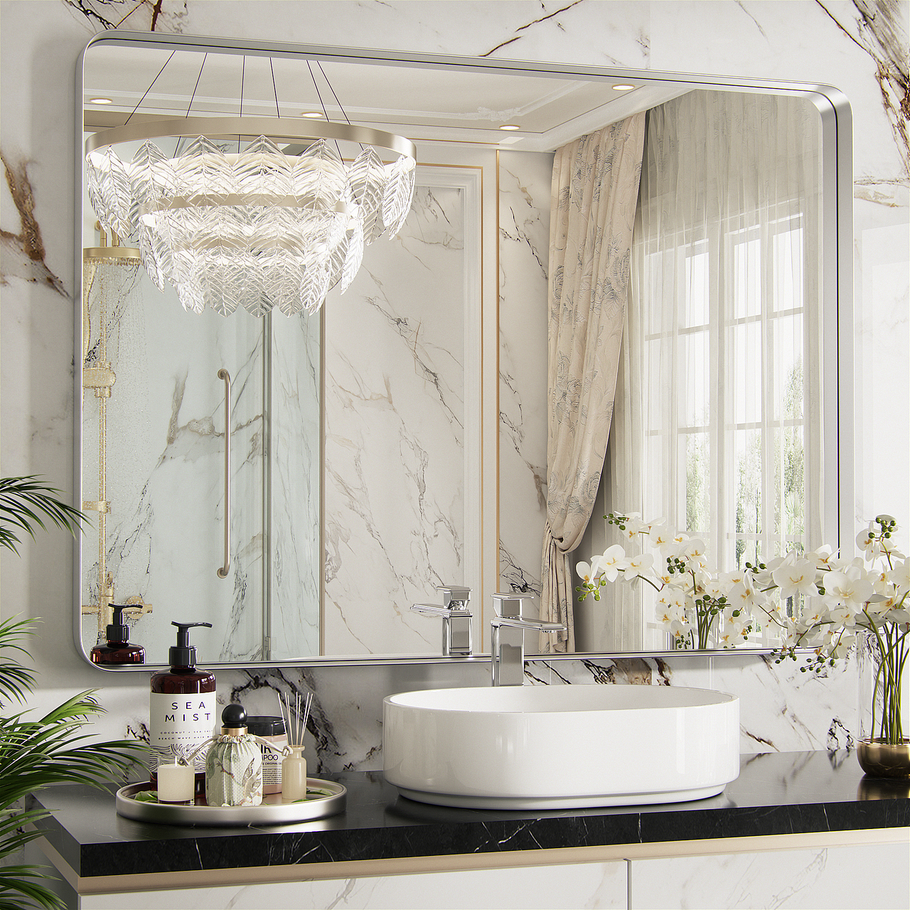 方形金属镜子场景渲染