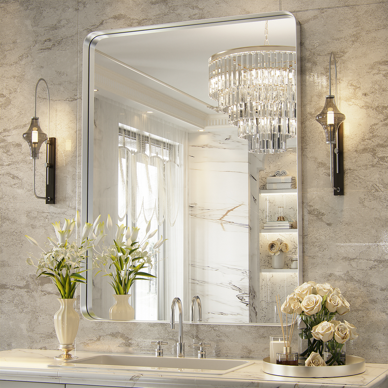 方形金属镜子场景渲染