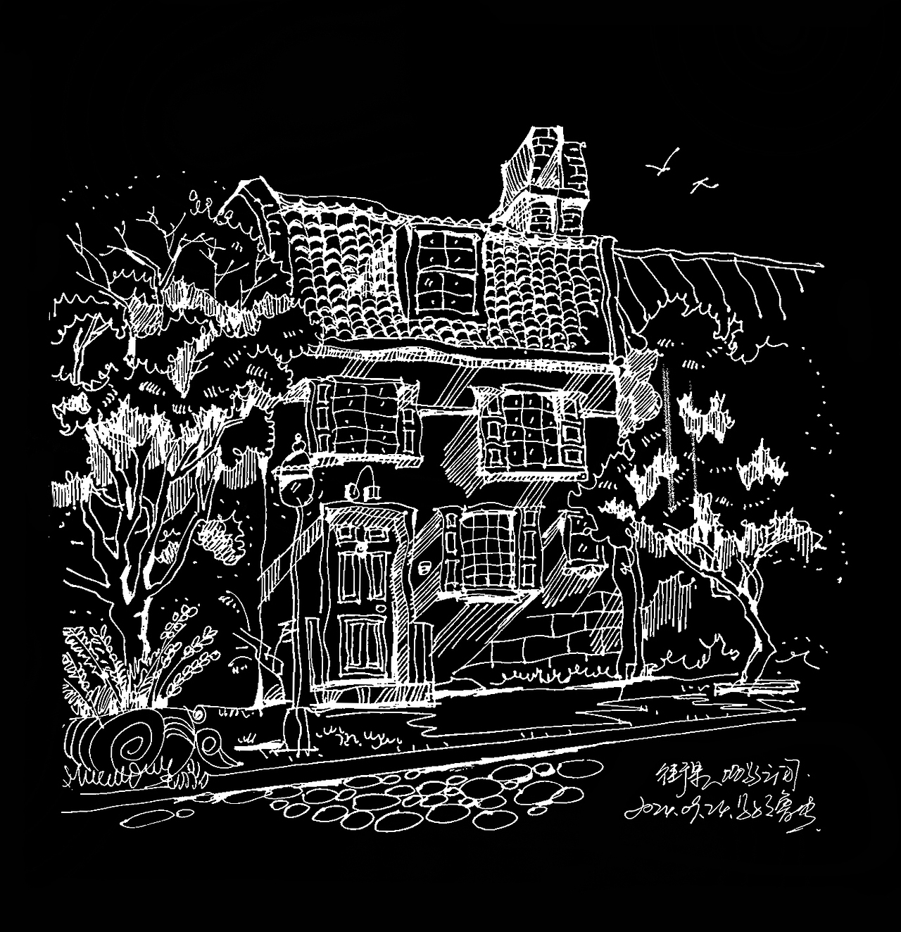 手绘街景,关于速写。