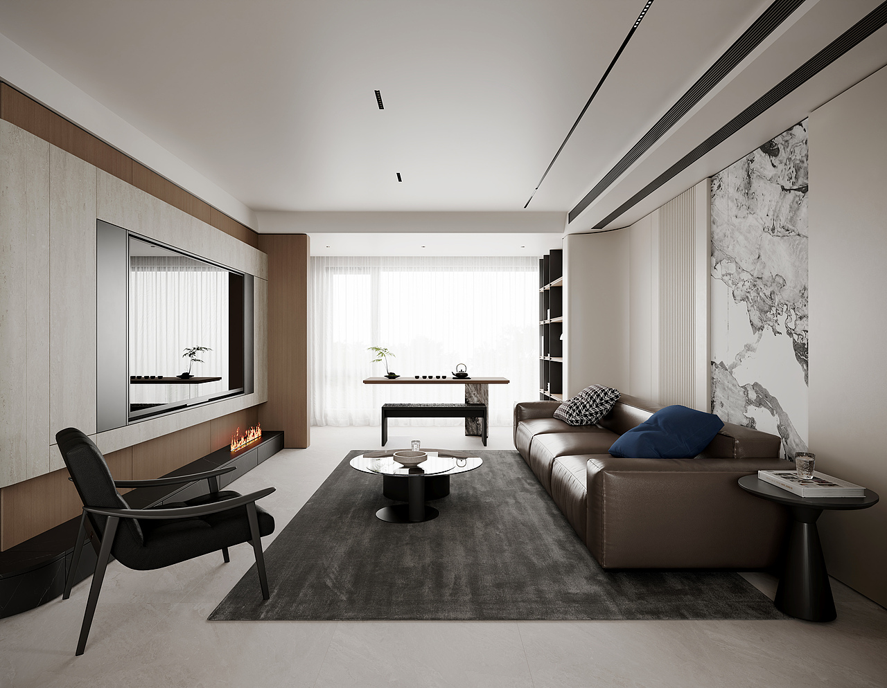 新作 现代平层 (大家喜欢开灯带吗)