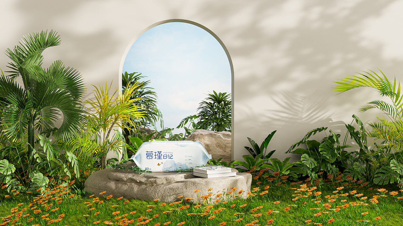 C4D湿巾产品动画rs渲染