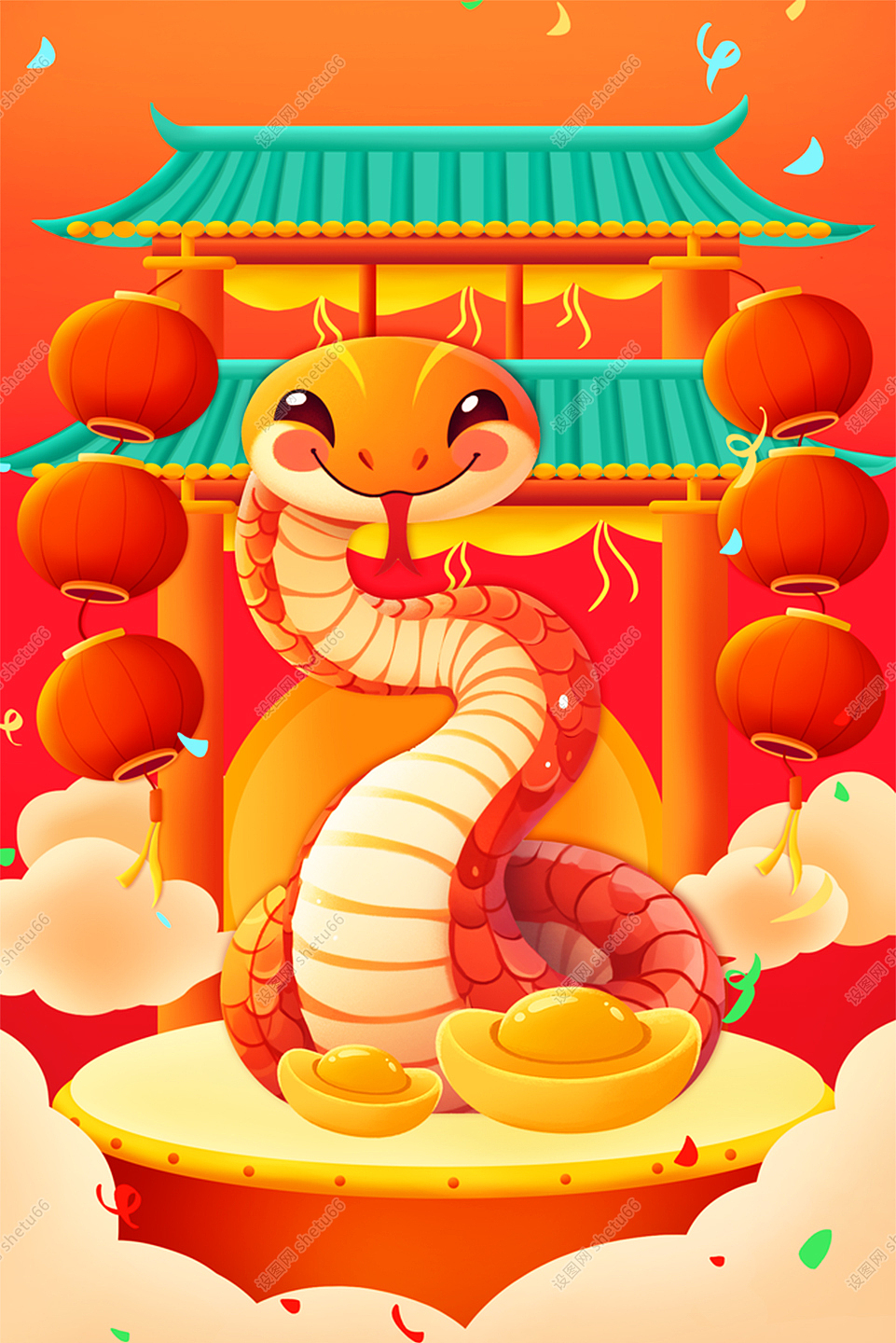 2025蛇年插画 | 蛇年IP卡通形象设计素材合集-设图网