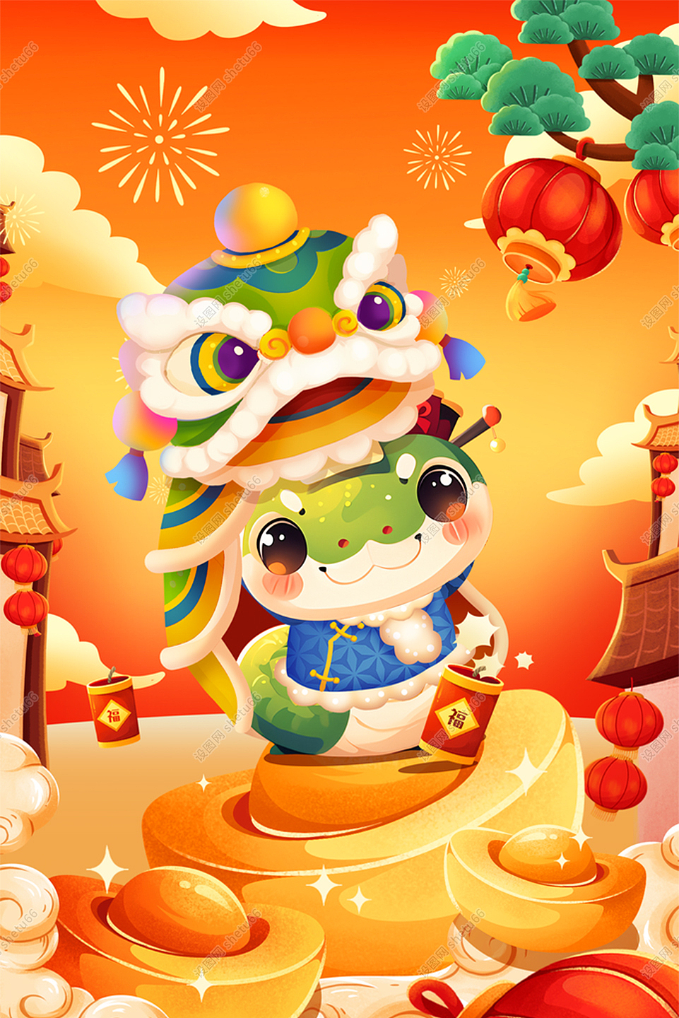 2025蛇年插画 | 蛇年IP卡通形象设计素材合集-设图网