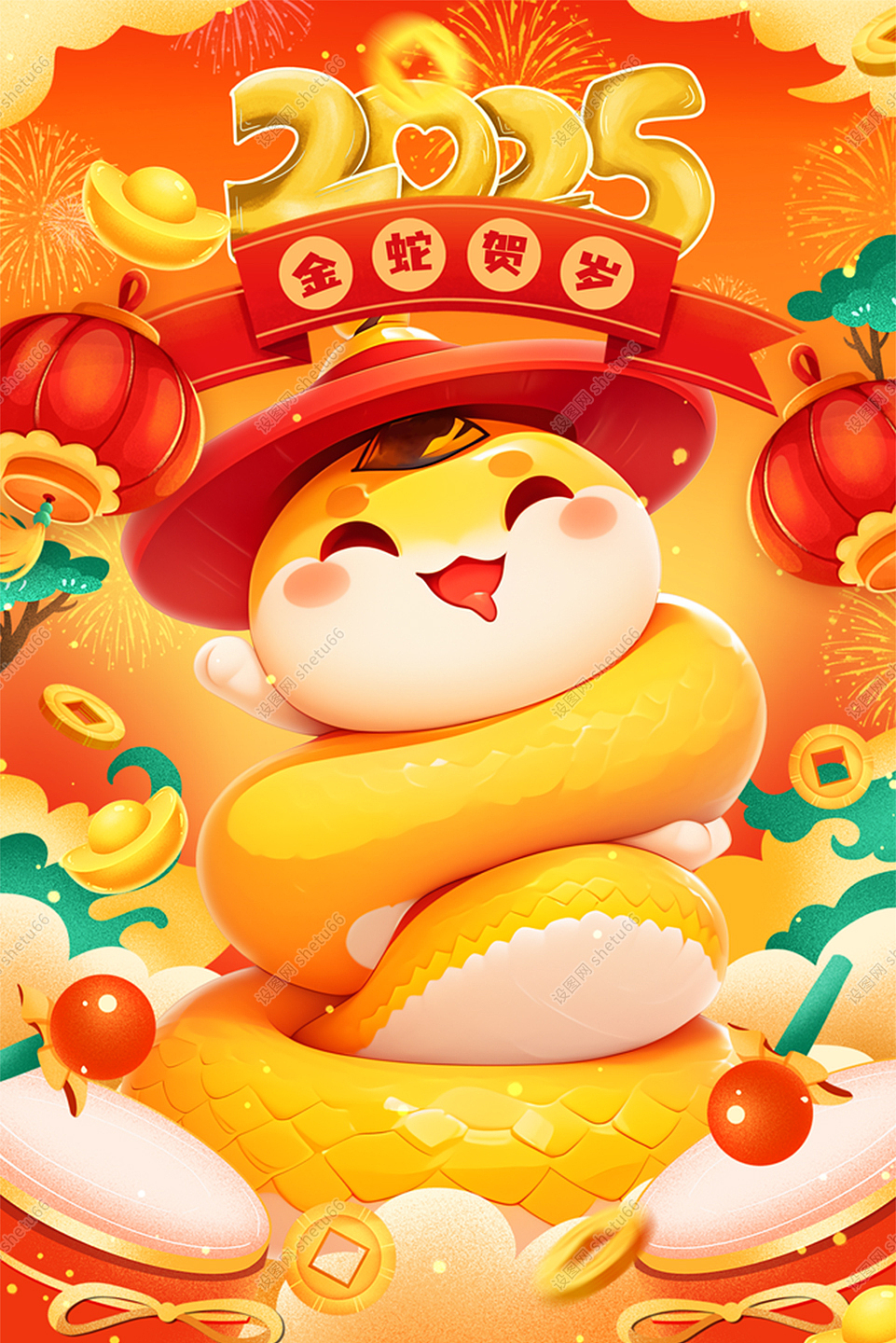 2025蛇年插画 | 蛇年IP卡通形象设计素材合集-设图网