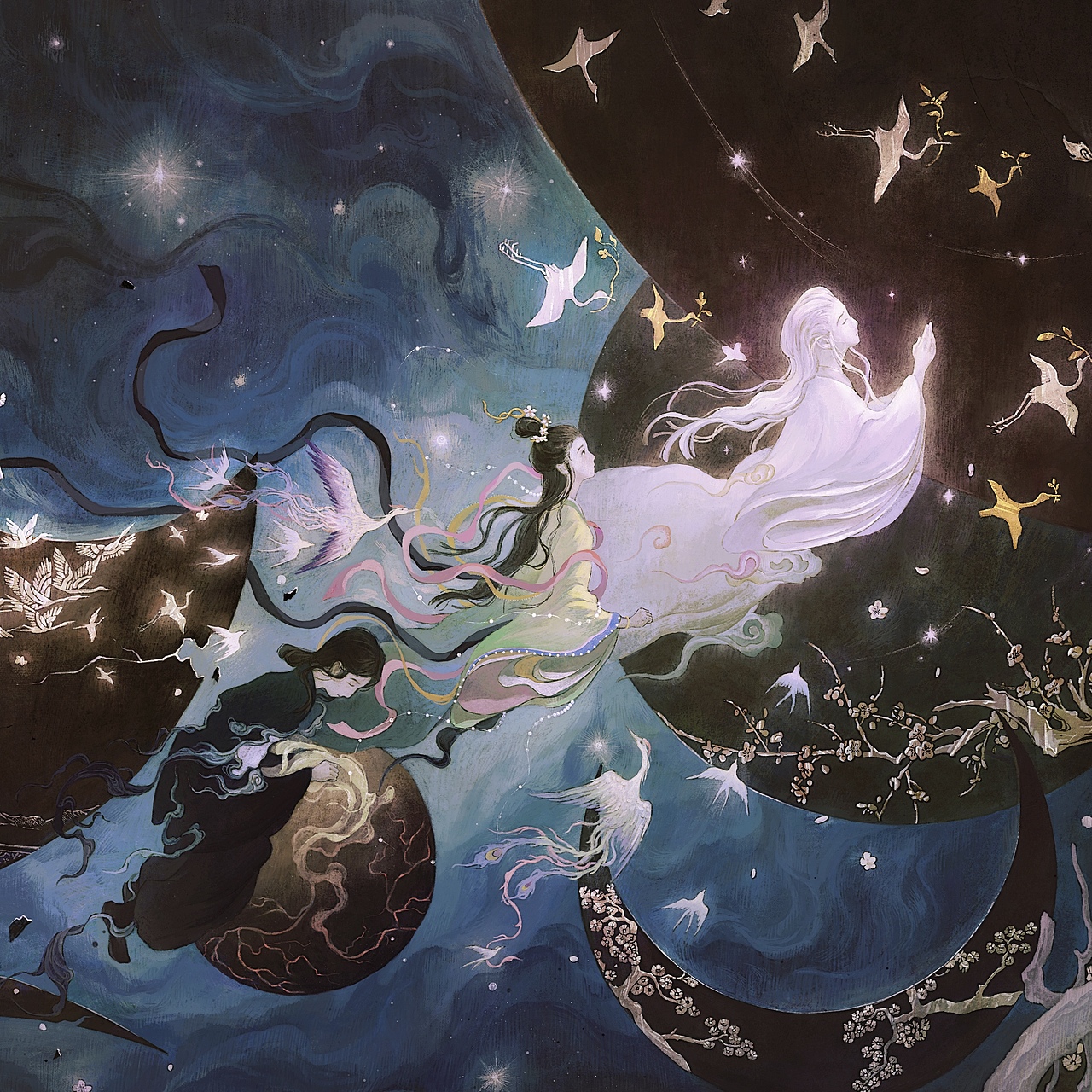 奔月（图ZMzc3OTUxODcy） - 艺术插画 - 站酷设计师芝麻_汤圆_原创素材 - 站酷ZCOOL