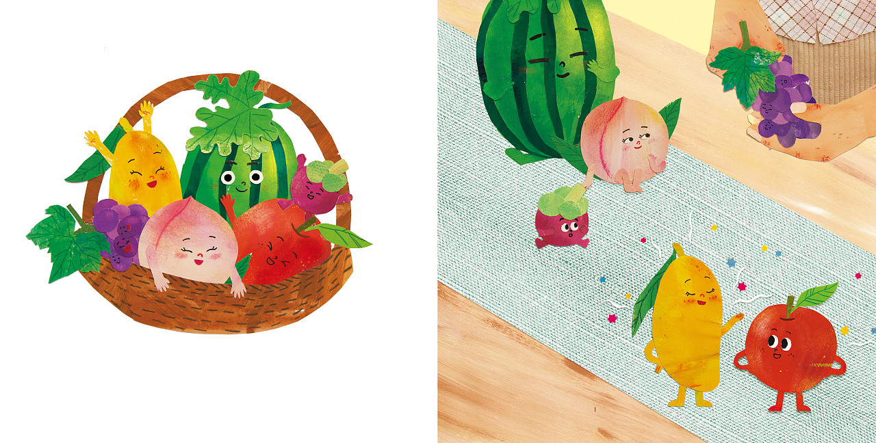 拼贴绘本-好玩的水果蔬菜绘本