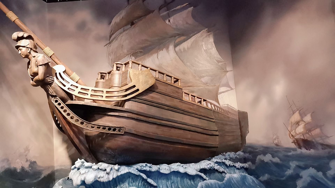 阿拉伯人制作缝合船只插画及浮雕结合现场展示