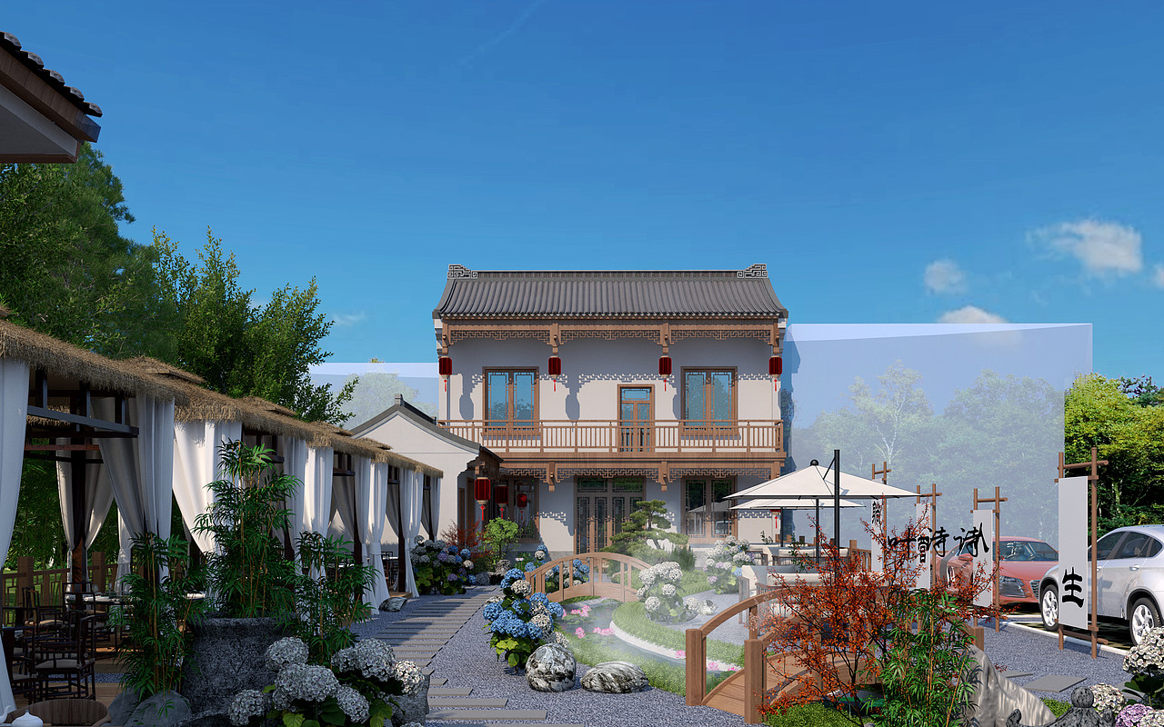 室外效果图|农家乐景观
