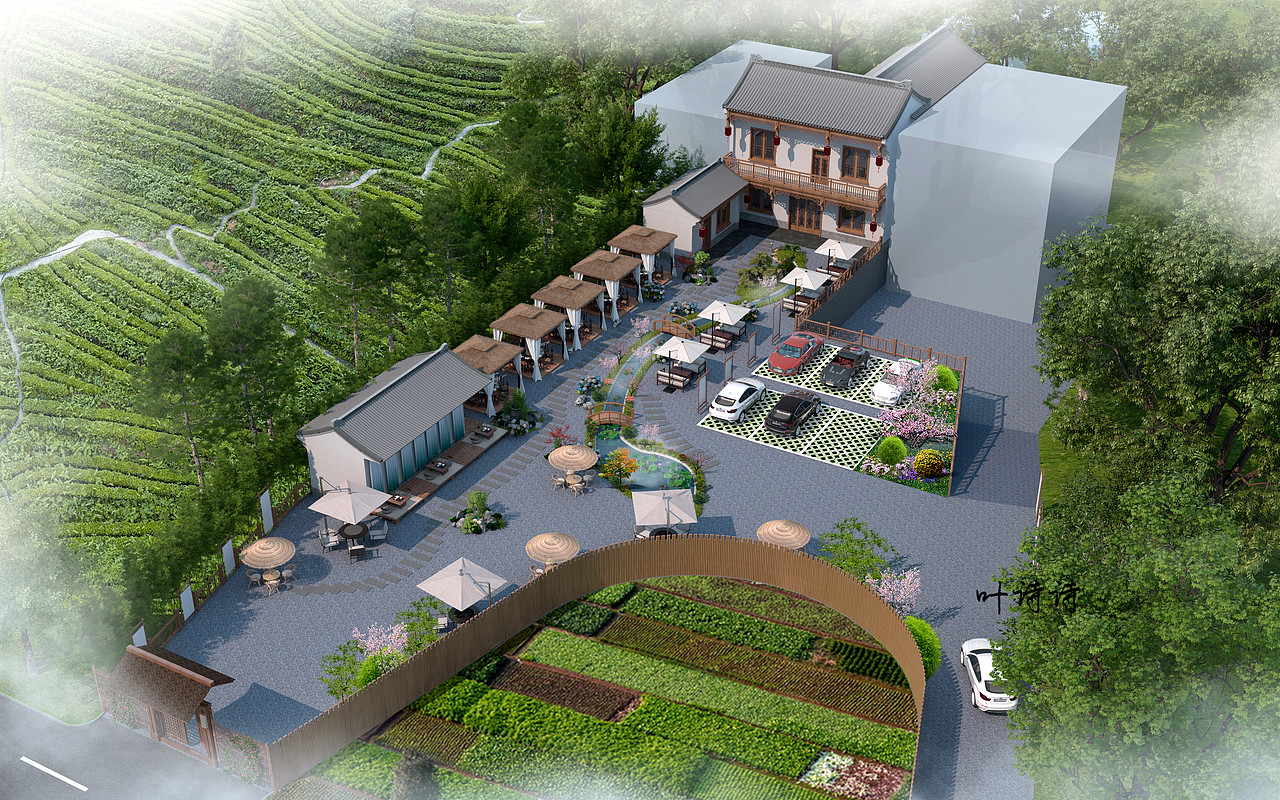 室外效果图|农家乐景观