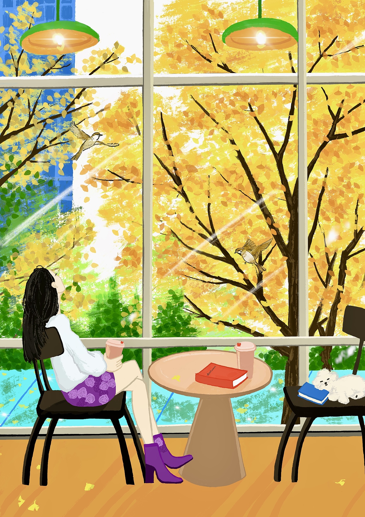 秋日画报——落叶咖啡馆（图ZMzc4MDIzNzg4） - 商业插画 - 站酷设计师YCHENG铖原创素材 - 站酷ZCOOL