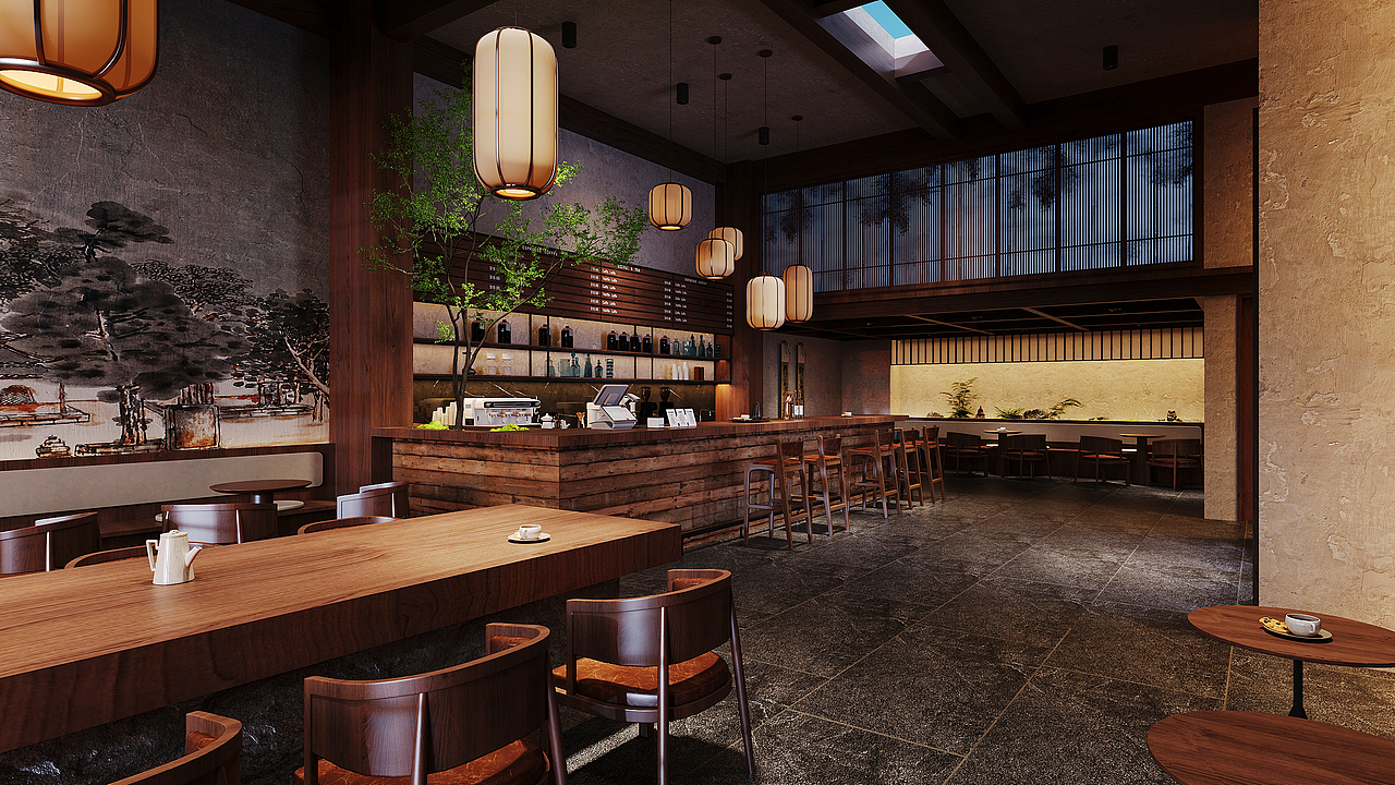 国风咖啡馆（图ZMzc4MDMwNTAw） - 酒店餐饮设计 - 站酷设计师贺ZHI原创素材 - 站酷ZCOOL
