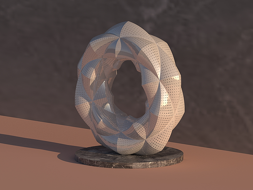 3DMAX-抽象花朵渐变冲孔景观雕塑设计