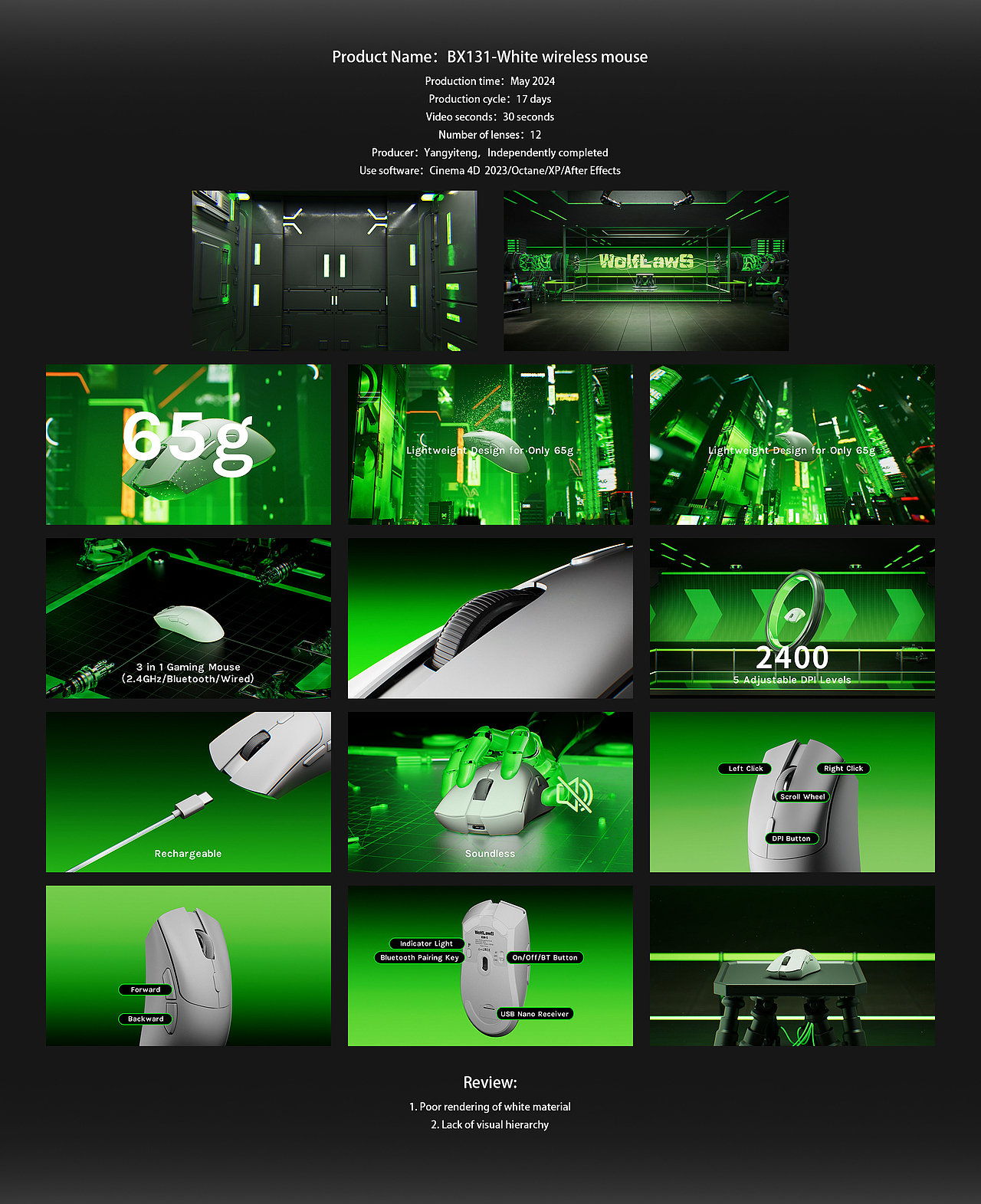 无线白色鼠标BX131—三维产品动画