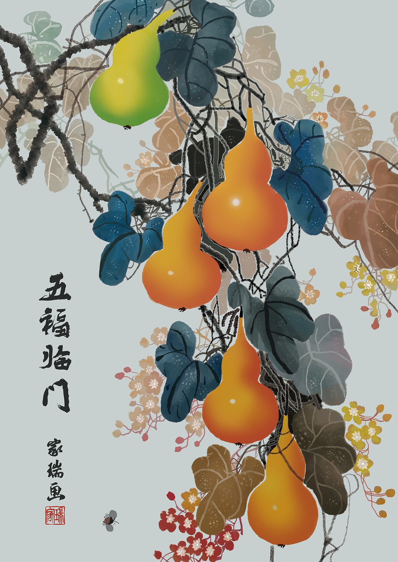 五福临门（图ZMzc4MDgwNzY0） - 创作习作 - 站酷设计师繁花似锦sophie88原创素材 - 站酷ZCOOL