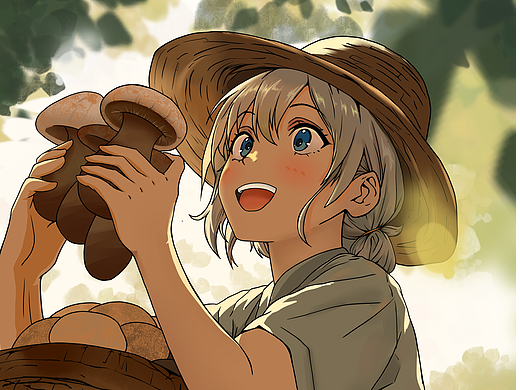 《采菌子的少女》