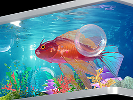 裸眼3D 海底世界 金鱼 户外大屏