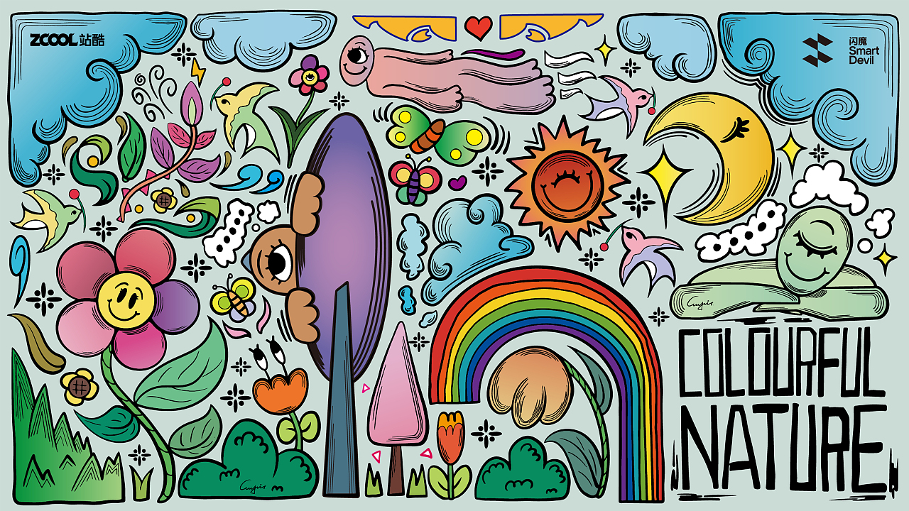 【闪魔】—— Colourful Nature（图ZMzc4MTM5NDMy） - 商业插画 - 站酷设计师懵小菌原创素材 - 站酷ZCOOL