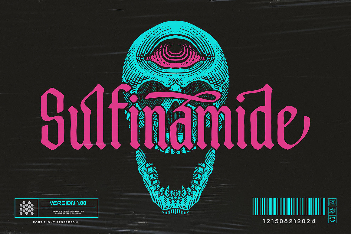 中世纪复古暗黑哥特潮牌logo海报封面标题装饰英文字体