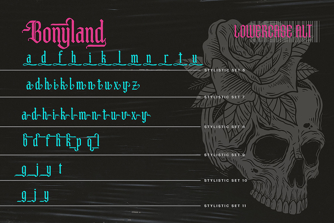 中世纪复古暗黑哥特潮牌logo海报封面标题装饰英文字体
