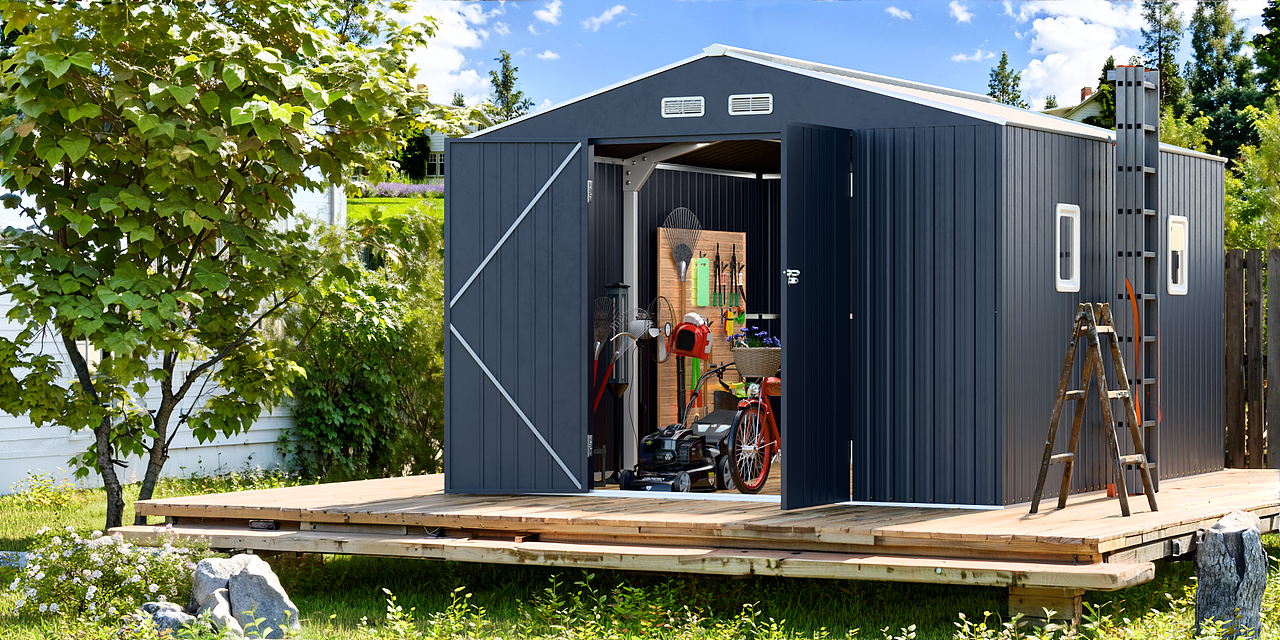 亚马逊户外铁皮工具房渲染A+一套