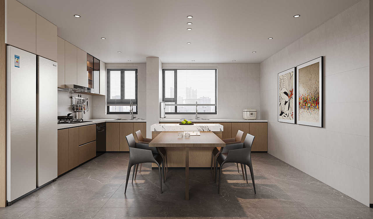 极简现代客餐厅效果图表现